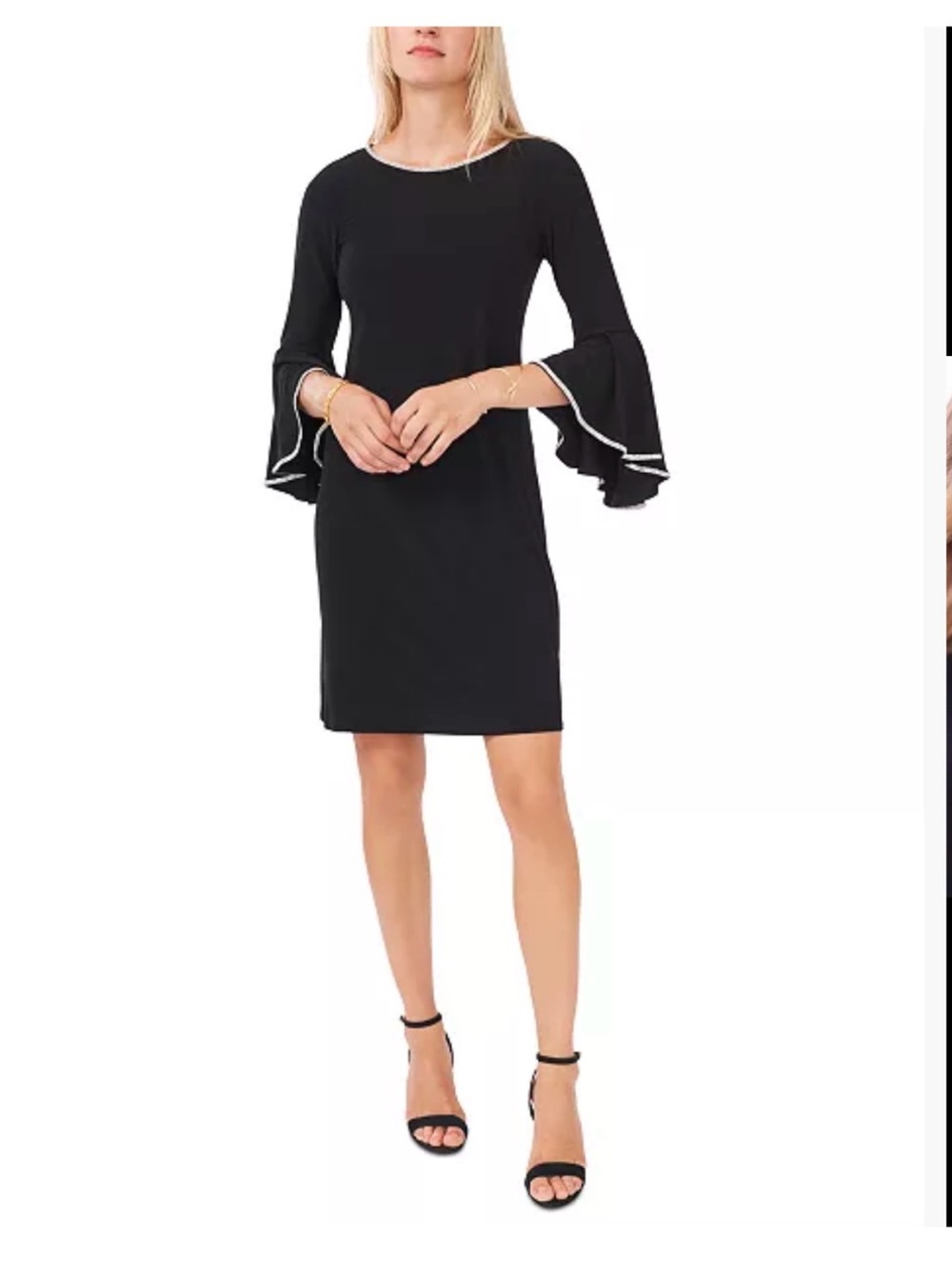 NWT. MSK Dress - Rhinestone-Trim Bell-Sleeve Dress, Size M.